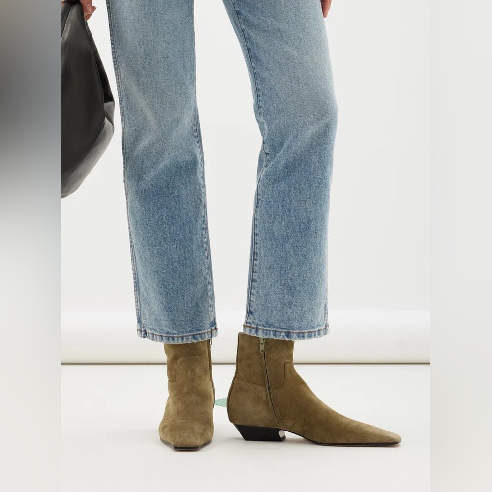 KHAITE Marfa Ankle Boots in Khaki